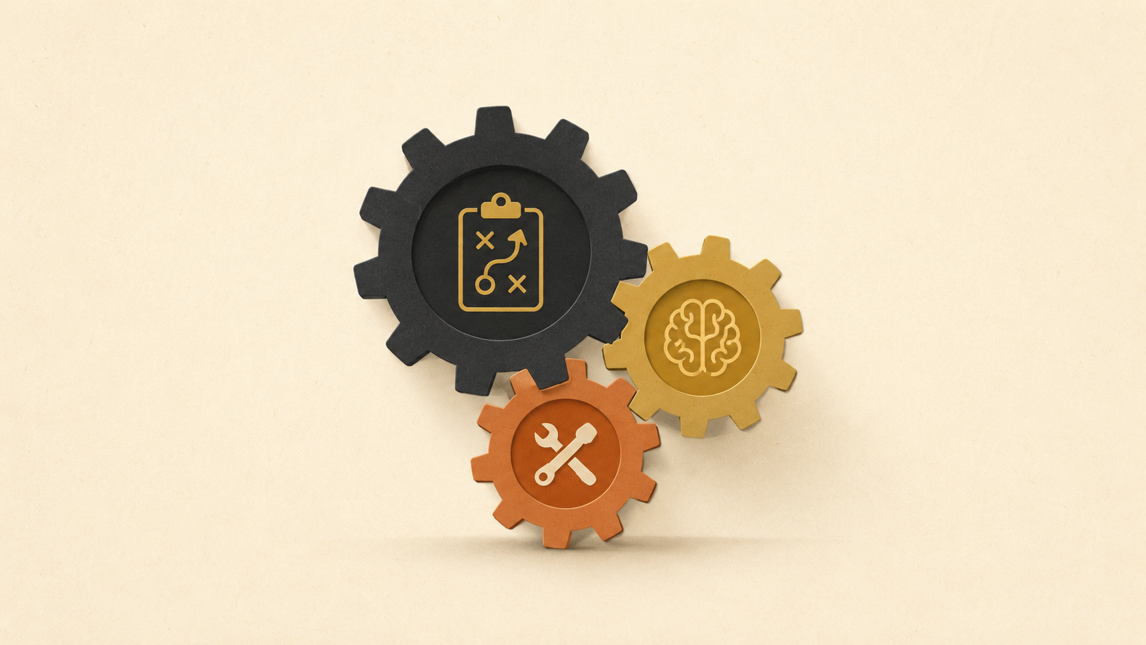 Three interlocking gears