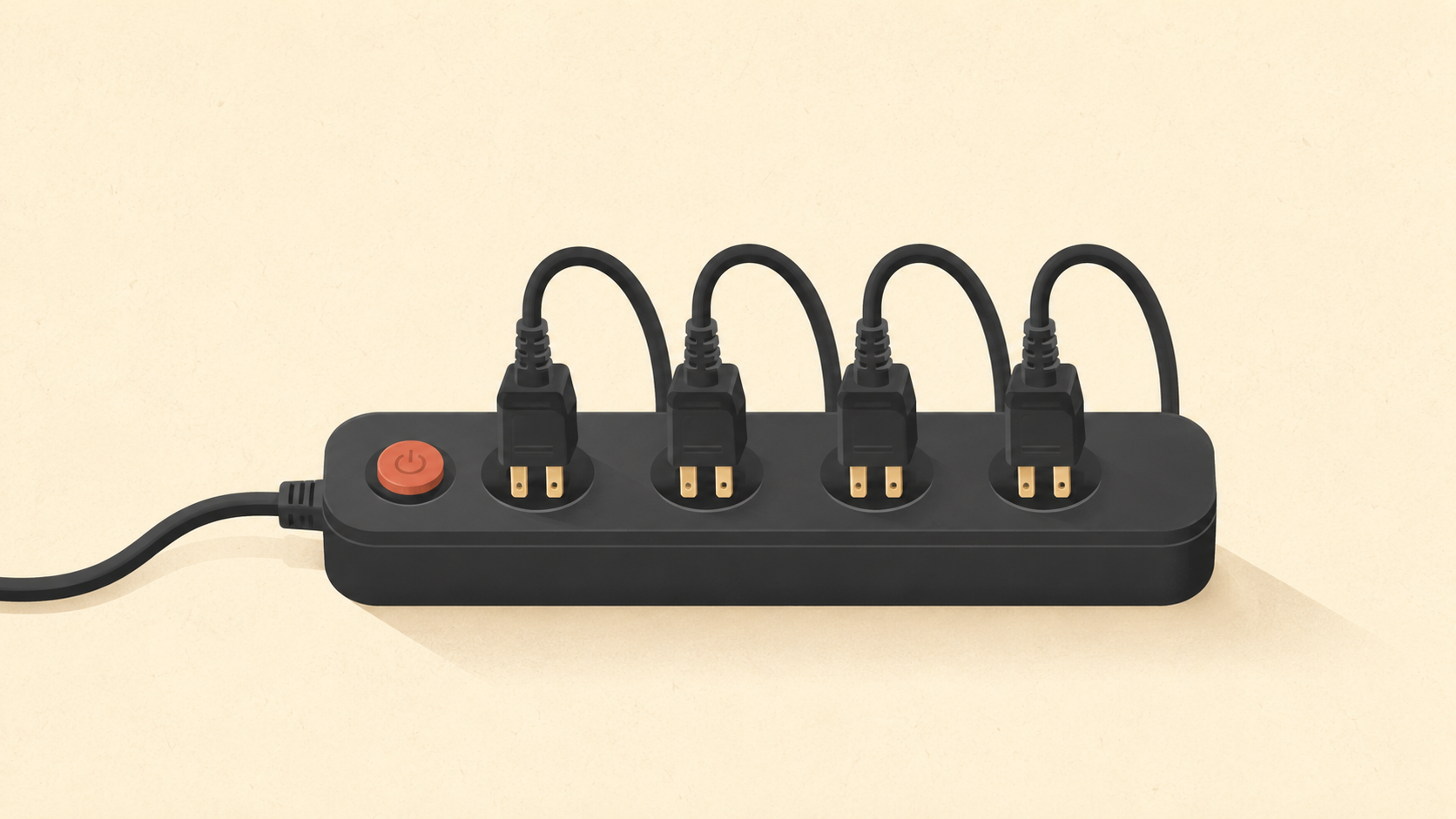 A power strip with multiple plugs