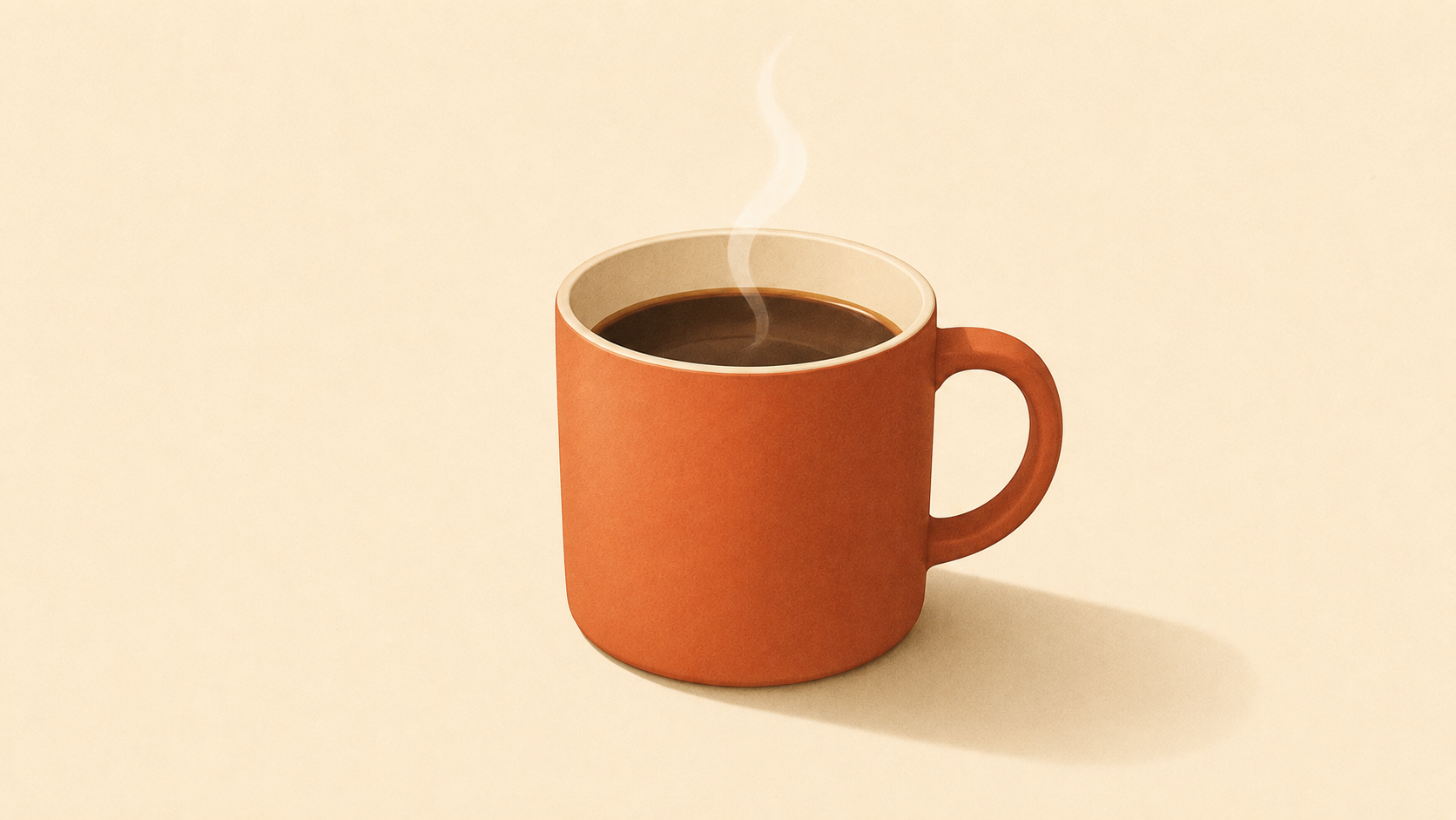 A ceramic coffee mug sitting alone on a desk